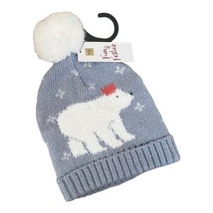 🌺 M&S Fun & Festive Polar Bear King Holiday Winter Pom Beanie NWT